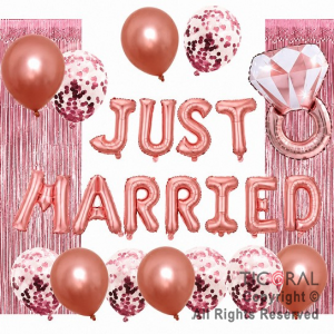 SET DE GLOBOS ARCO XL JUST MARRIED ROSA GOLD (G-003) 24 UNIDADES